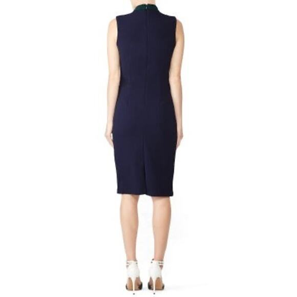 ALEXIA ADMOR Green Navy Colorblock Sleeveless Crepe Sheath Midi Dress Size M - Picture 2 of 13